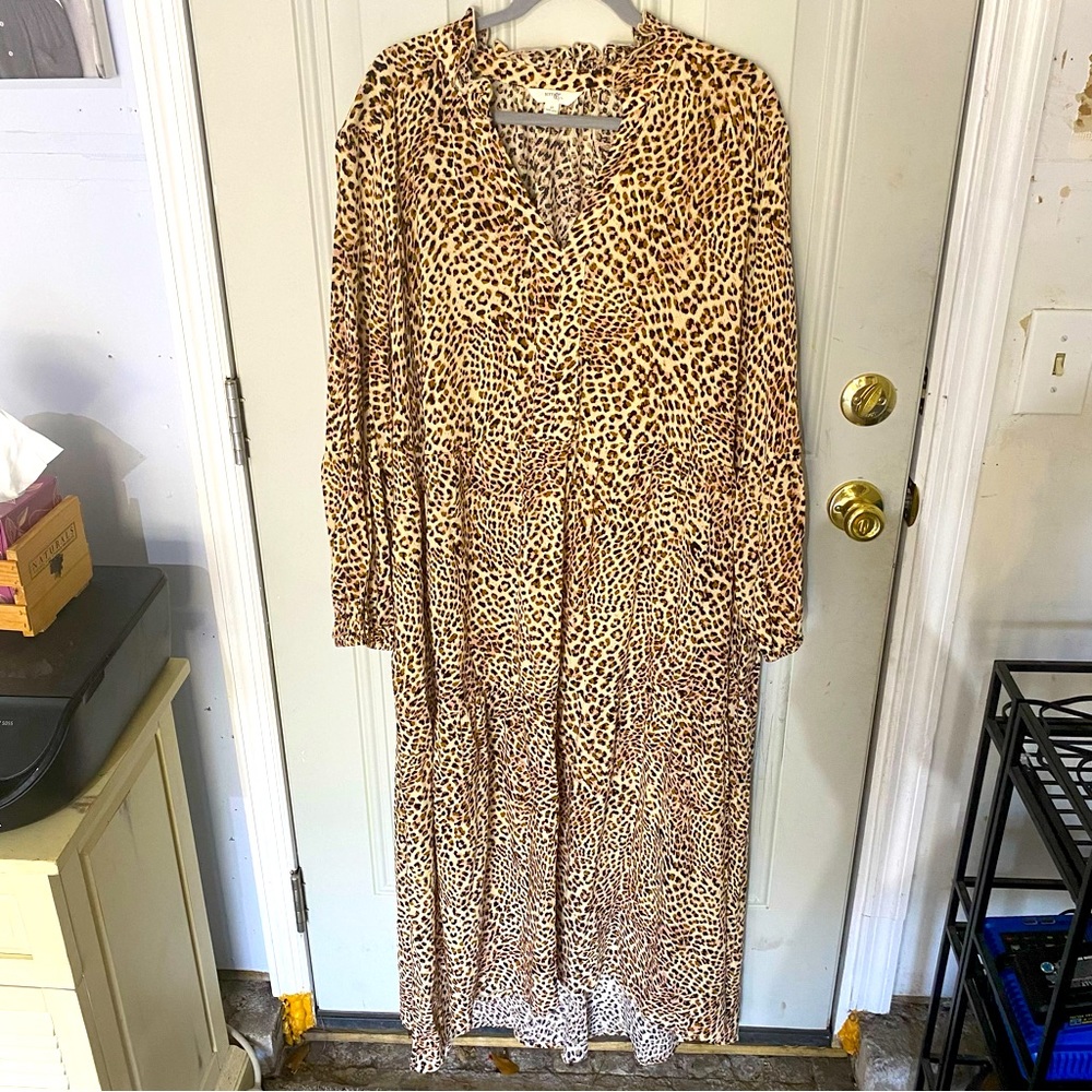 NWT Terra Sky Women’s Plus Size Dress Cheetah Print Long Sleeve Bohemian Sz 3x